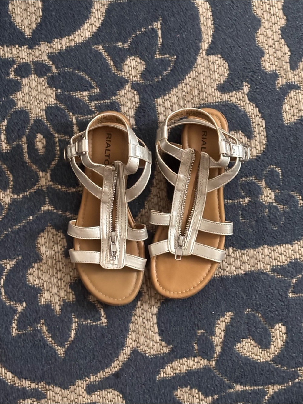 Rialto Metallic Silver Zipper Sandals